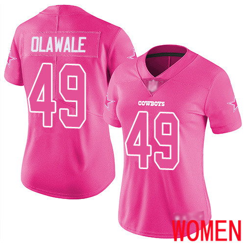 Women Dallas Cowboys Limited Pink Jamize Olawale #49 Rush Fashion NFL Jersey->nfl t-shirts->Sports Accessory